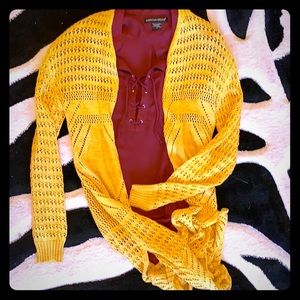 Mustard yellow/ gold colored  flyaway cardigan